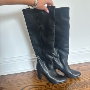 Unisa Black Leather High Heeled Boots